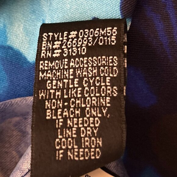 AB Studio SZ 10 Tropical Print Blues Fit & Flare Dress Career Dressy or Casual - Picture 8 of 9